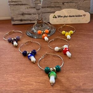 6 - Mushroom Wine Glass Charms